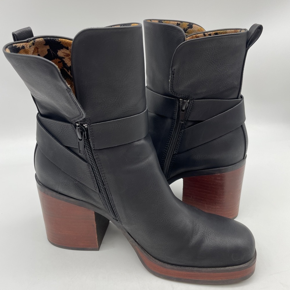 Kork Ease Marci Black Faux Leather Heeled Boot 8 1/2 M - Picture 4 of 9